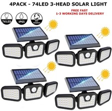 3-Head 74 LED Solar Powered